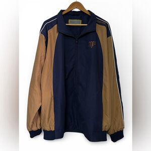 Vintage Track Jacket Navy Tan Colorblock Zip-Up Oversized XL